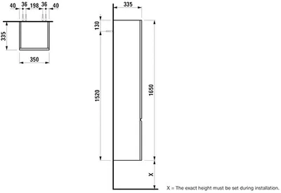 Produktbild von LAUFEN PRO A Hochschrank, eine Tür, Scharnier rechts, 350x335x1650mm, H4831220954631