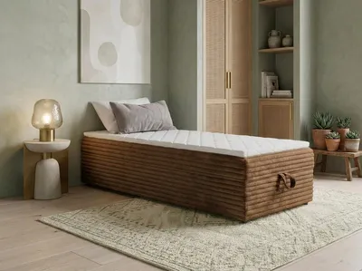Produktbild von Boxspringbett mit Bettkasten Hawana 2 Mini 80x190 cm Kinderbett, Jugendbett, Einzelbetten, Bett, Stauraum Polsterbett, Matratze, KI-generiertes Bild