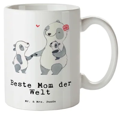 Produktbild von Mr. & Mrs. Panda steingut tasse Panda Beste Mom der Welt - Weiß - Geschenk, Mutter, Keramiktasse, Muttertag, Danke, weisse, Pott, Geschenkidee, Mami, Große, Mama