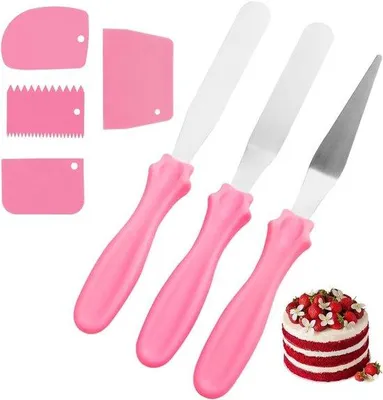 Immagine prodotto di Set di 7 spatole e spatoline per torte in acciaio inossidabile, ideali per la decorazione di torte e la pasticceria