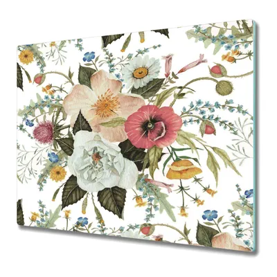 Produktbild von Küchenteller - Schneidebrett Glas - Herdabdeckung -Blumenstrauß