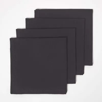 Katoenen Servetten 4er Set, 45x45 cm, Schwarz, Stoffservietten