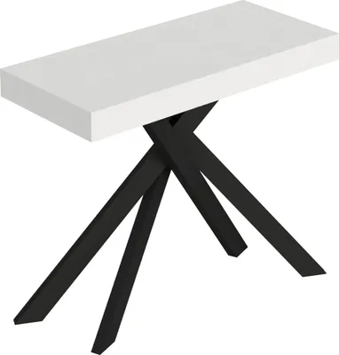 Produktbild von Ausziehbare Konsole 90x40/300 cm Saki-weiße Esche mit anthrazitfarbenen Beinen