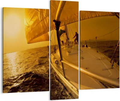Produktbild von Bild auf Leinwand - Leinwandbild - Ozean Segelboot Yacht - 95x80cm - Wand Bild - Wanddeko - Leinwanddruck - Bilder - Kunstdruck - Wanddekoration - Leinwand bilder - Wandkunst - CB95x80-0322