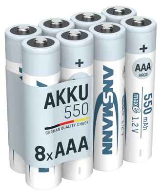 Produktbild von ANSMANN Akku AAA 550mAh Micro NiMH 1,2V – 1000x wiederaufladbar (8 Stück)