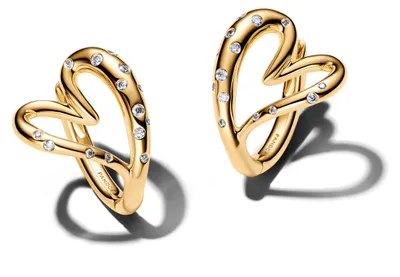 Produktbild von Pandora Essence Ohrringe Steinbesetzte Herzen 14K Vergoldet 264664C01