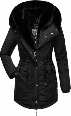 Produktbild von Navahoo Damen Jacke Parka Mantel Winterjacke Warm Gefüttert Kapuze Sweety Deluxe Schwarz Gr. 38 - M
