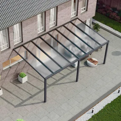 Produktbild von Terrassenüberdachung 8,06x2,5m Aluminium integrierter Regenwasserablauf anthrazit