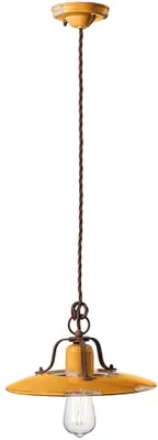 Image de Ferroluce Country Lampe à suspendre en céramique Ø 30cm jaune ronde