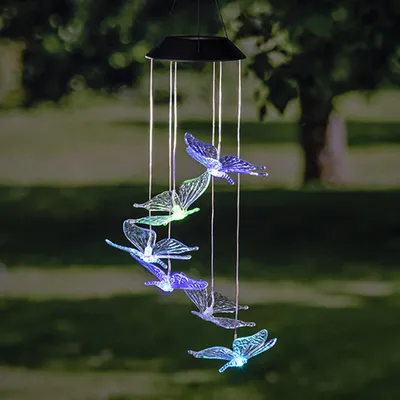 Produktbild von LED Solar Windspiel Partylichter Gartenbeleuchtung Deko Schmetterling