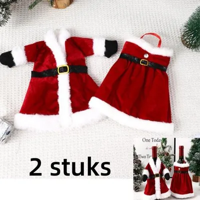 Productafbeelding van Kerstdecoratie - Kerstman - Wijnvatstandaard - Wijnvatomslag voor kerstwijnfles, vakantiefeest en meer (24 x 24 cm)
