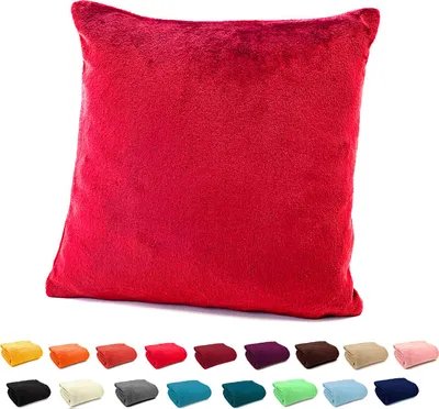 Produktbild von heimtexland ® Flanell Kuschel Kissen Super Soft Plüsch Deko Kissenhülle Typ380 Rot 48 x 48 cm
