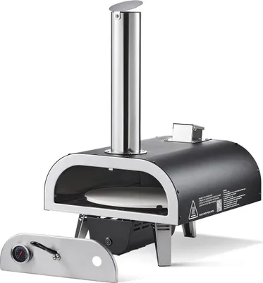 Immagine prodotto di Forno per pizza da esterno, forni per pizza a legna da 12 pollici, stufa a pellet per pizza con termometro e rotazione elettrica, forno per pizza portatile per giardino, patio, campeggio, pietra per pizza, borsa per il trasporto, pala