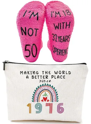 2er-Set Kulturbeutel zum 50. Geburtstag, Make-up-Tasche & Socken