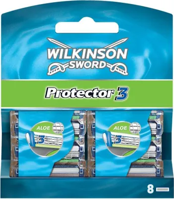 Produktbild von Wilkinson Sword 890040, Männer, Wilkinson Sword, Protector 3, Blau, Weiß, 8 Stück(e)