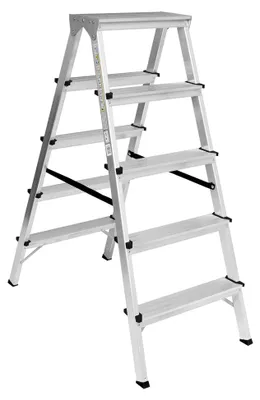 Produktbild von Zweiseitige Aluleiter Klappleiter Haushaltsleiter 2x5 Stehleiter 120 kg Tragkraft | 5 Stufen