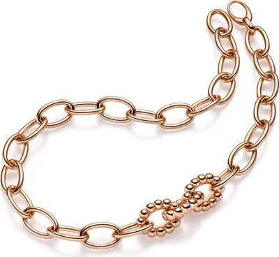 Produktbild von 16,5mm Phantasie-Kette 3 Kettenglieder mit Kügelchen 585 Gold Rotgold 60cm