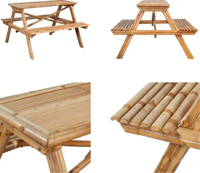 Produktbild von vidaXL Picknicktisch 115x115x81 cm Bambus - Picknicktisch - Picknicktische - Tisch Und Bank - Tische Und Bänke