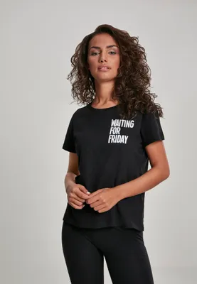 Image de Mr. Tee Ladies Waiting For Friday Box Tee noir - XS