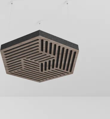 Produktbild von 2-Stück Akustik Deckenpaneele «HEXAGON-C» mit Montageset | Absorption - Diffusion - Reflexion - Schalldämmung - Isolierung | Acoustic Cloud Panel | 50x50x3cm | Farbe: Sonoma