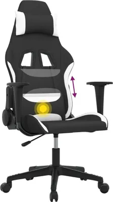 Produktbild von vidaXL Gaming-Stuhl mit Massagefunktion Schwarz und Weiß Stoff