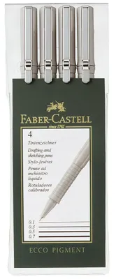 Produktbild von Fineliner Ecco-Pigment 4er Etui schwarz Linienbreiten: sortiert