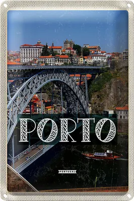 Produktbild von Blechschild Reise 20x30cm Porto Portugal Brücke Ponte Dom Luís I