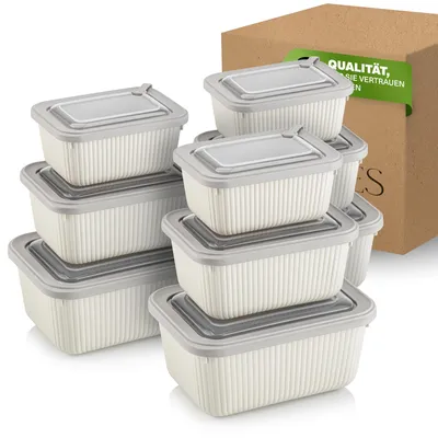 Zdjęcie produktu dla Pojemniki do przechowywania żywności Viwares w zestawie 9 z przezroczystą pokrywką z zaworem, pojemniki do przechowywania, kuchenne, do układania jeden na drugim, wolne od BPA, plastikowe, nadające się do mikrofalówki/lodówki, 3 rozmiary (650ml/1050ml/1750ml)