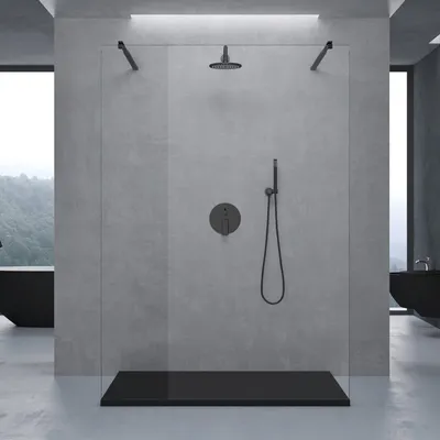 Produktbild von doporro Luxus Duschwand für Dusche Duschabtrennung 100x200cm Walk-In Dusche 8mm ESG-Sicherheitsglas Klarglas inkl. Nanobeschichtung Bremen01K