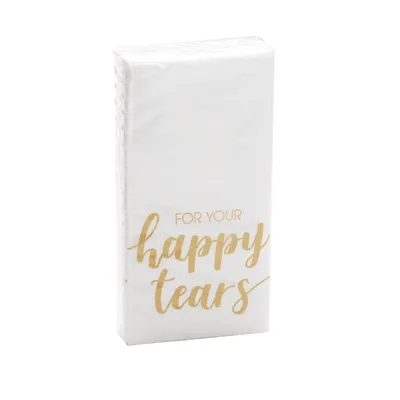 Produktbild von 10 x 10 Taschentücher für die Freudentränen zur Hochzeit 'For Your Happy Tears' - gold