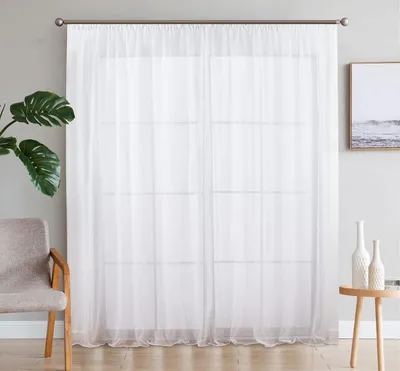 Zdjęcie produktu dla Firany z woalu 140x175 cm, zestaw 2 sztuk, białe, przezroczyste, do sypialni