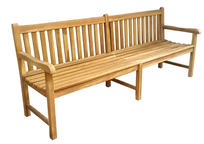 A wooden garden bench on a white background.