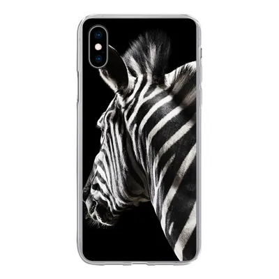 Produktbild von MuchoWow® Handyhülle Schutzhülle Hülle für iPhone Xs Zebra - Tier - Schwarz - Porträt Silikon Softcase Handy Hülle - Handytasche