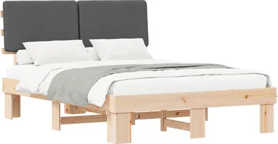 Produktbild von Bettgestell mit gepolstertem Kopfteil Dunkelgrau 135 x 190 cm