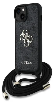 Obrázok produktu pre GuessPolyuretán4g kovové logo Crossbody popruh Iphone 15 mobilný telefón puzdro čierna čierna jedna veľkosť