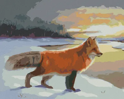 Image de Zuty - Peinture par numéros - RENARD EN HIVER (D. RUSTY RUST), 40 x 50 cm, sans cadre et sans toile tendue