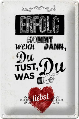 Produktbild von Blechschild Spruch Erfolg dann du tust was du liebst 20x30cm