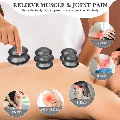 Produktbild von Silikon-Massageteil für den ganzen Körper - 4 Stück - Anti-Cellulitis - Anti-Sinaasappelhuid - Massage-Set - Schwarz