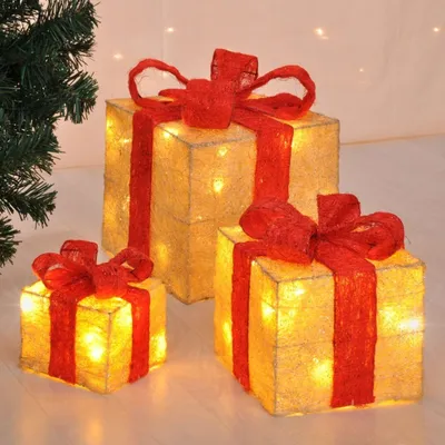 Produktbild von HI LED-Geschenkboxen mit Roten Schleifen 3 Stk.