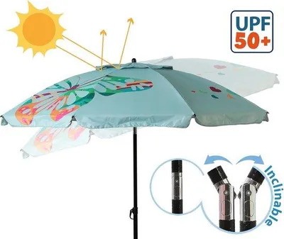 Zdjęcie produktu dla Parasol ogrodowy 270 cm w kolorze khaki, UPF 50+, wodoodporny i wiatroszczelny, z możliwością pochylania do 30°, stabilny, idealny na taras i balkon
