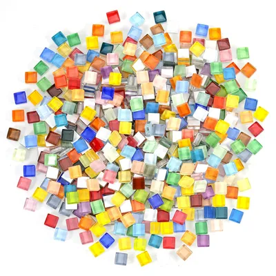 Mosaikfliesen-Set, 1100 Stück, Kristallglas, quadratisch, 10x10x3 mm