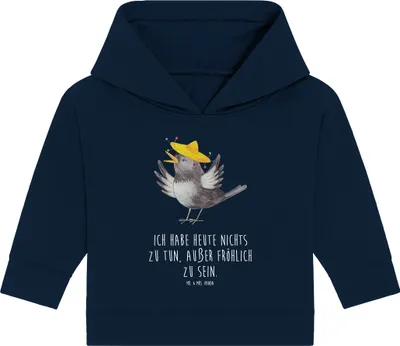 Produktbild von Mr. & Mrs. Panda Organic Baby Hoodie Rabe Sombrero 24. - 36. Monat - French Navy - Geschenk, Spruch Positiv, Vögel, Lustige Sprüche, Elster, Vogel, Motivation