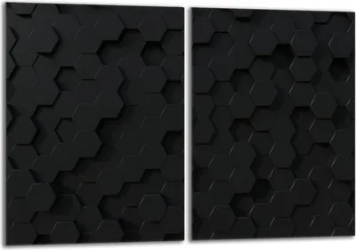 Immagine prodotto di Set di piastre di copertura per piano cottura 2x40x52 cm in Vetroceramica, paraspruzzi in vetro, motivo nero