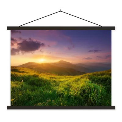 Produktbild von MuchoWow® Textilposter Berge - Sonne - Natur 150x113 cm mit schwarzem Rahmen - Wohnzimmer