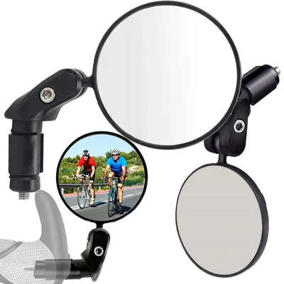 Obrázek produktu pro cyklistické zrcátko na řídítka zpětné zrcátko na kolo 8 cm otočné 360 univerzální černé