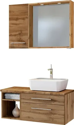 Produktbild von Held Möbel Waschtisch-Set Davos 90 cm -B- (rechts) Wotaneiche/Wotaneiche
