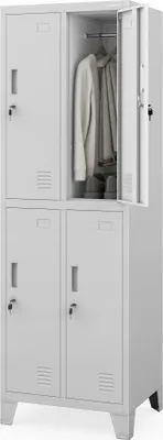Zdjęcie produktu dla JAN NOWAK Szafa socjalna BHP 4 przedziały BARTEK 2 PLUS szara 172x56x45 cm