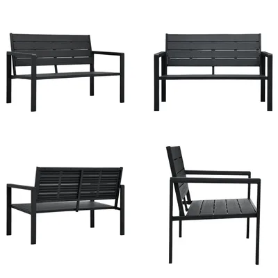 Produktbild von vidaXL Gartenbank 120 cm HDPE Schwarz Holzoptik - Gartenbank - Gartenbänke - Terrassenbank - Terrassenbänke