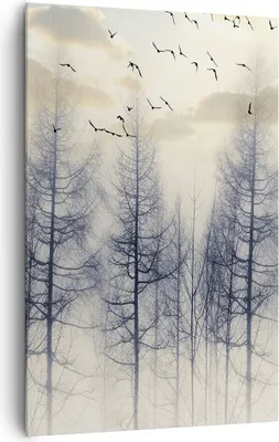 Produktbild von Bild auf Leinwand - Leinwandbild - Einteilig - Bäume Vögel Himmel - 80x120cm - Wand Bild - Wanddeko - Wandbilder - Leinwanddruck - Wanddekoration - Leinwand bilder - Wandbild - PA80x120-4546