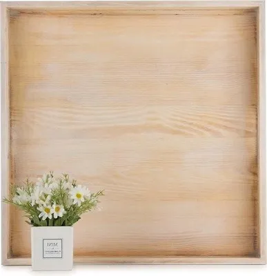 Produktbild von Tablett 60x60 XXL Serviertablett - quadratisch 55 cm - Holztablett - rustikale Dekotabletts - Wohnzimmer Ottomane Küche - leicht gebranntes Holz. Tablett 60x60
